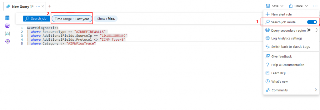 Azure Log Analytics Search Job